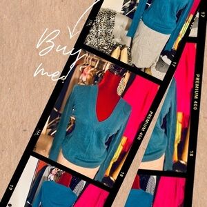 Express Dark Green V-Neck Sweater